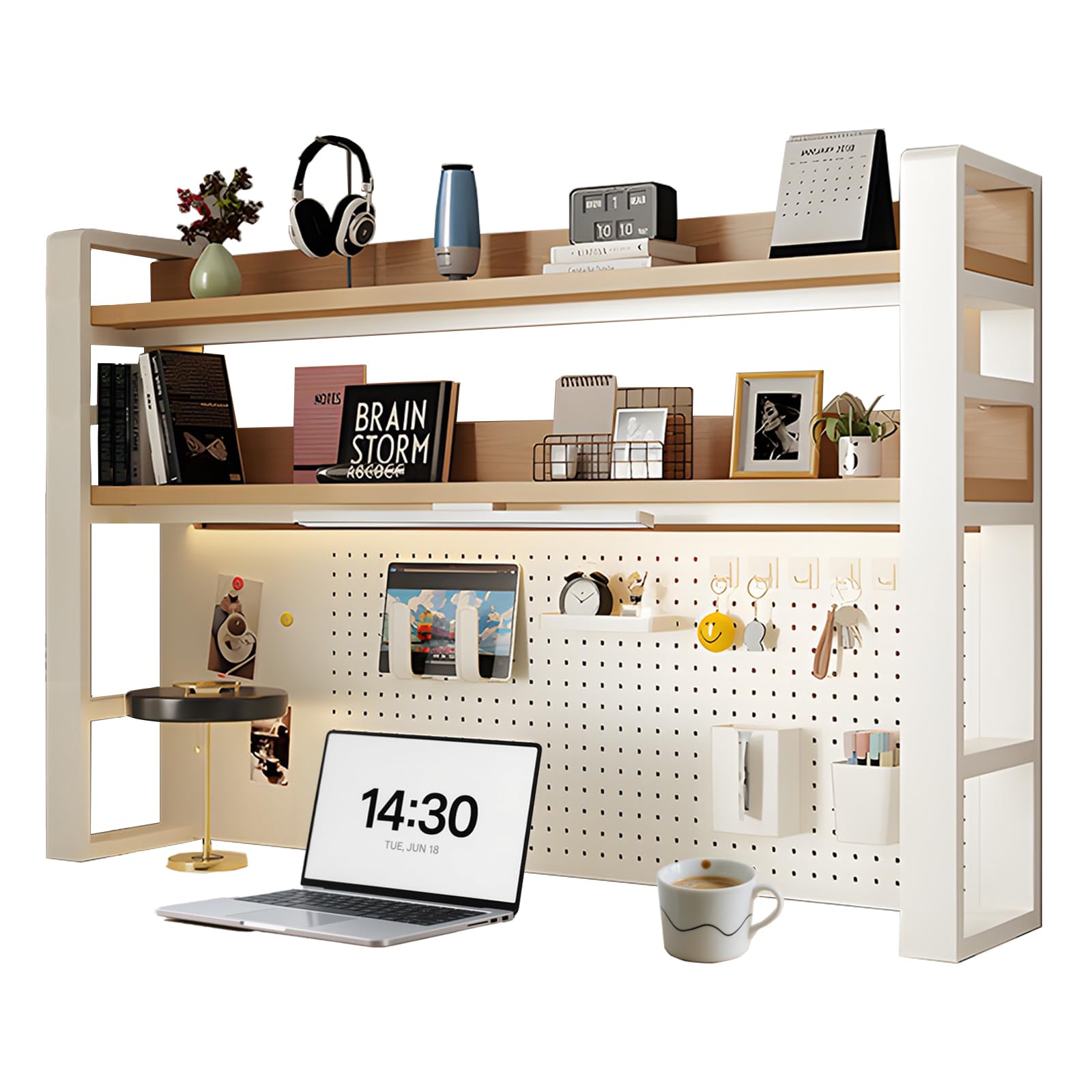 机用棚　ハンドメイド Amazon.co.jp: 机上ラック 有孔ボード付き 卓上ラック DIY本棚 卓上 2
